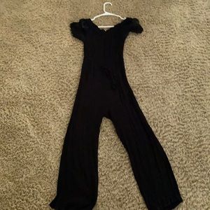 Black pants suit, lace sleeves